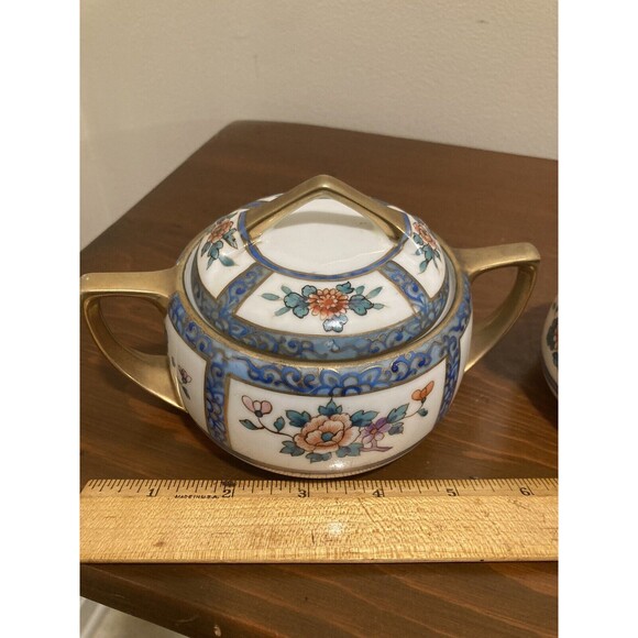 Vintage Nippon Hand Painted Floral Sugar & Creamer Set Floral - Picture 13 of 16